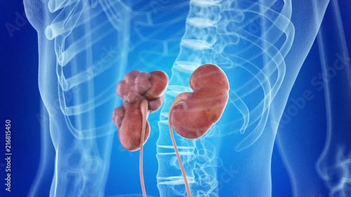 medical 3d animation of kidney cancer