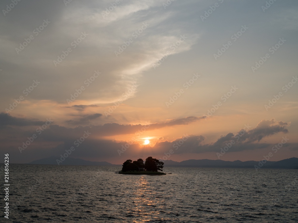 Sunset at Shinji-ko (Lake Shinji), Matsue, Shimane, Japan