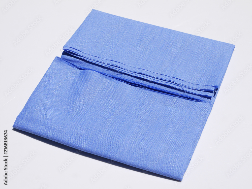 blue fabric on white background