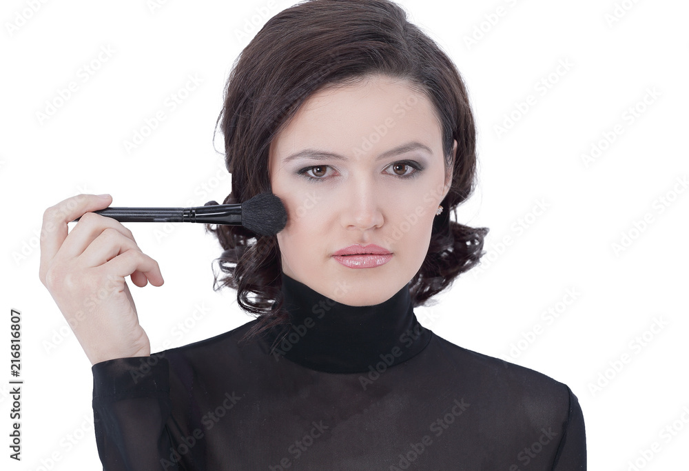 Obraz premium stylish young woman with brush for makeup