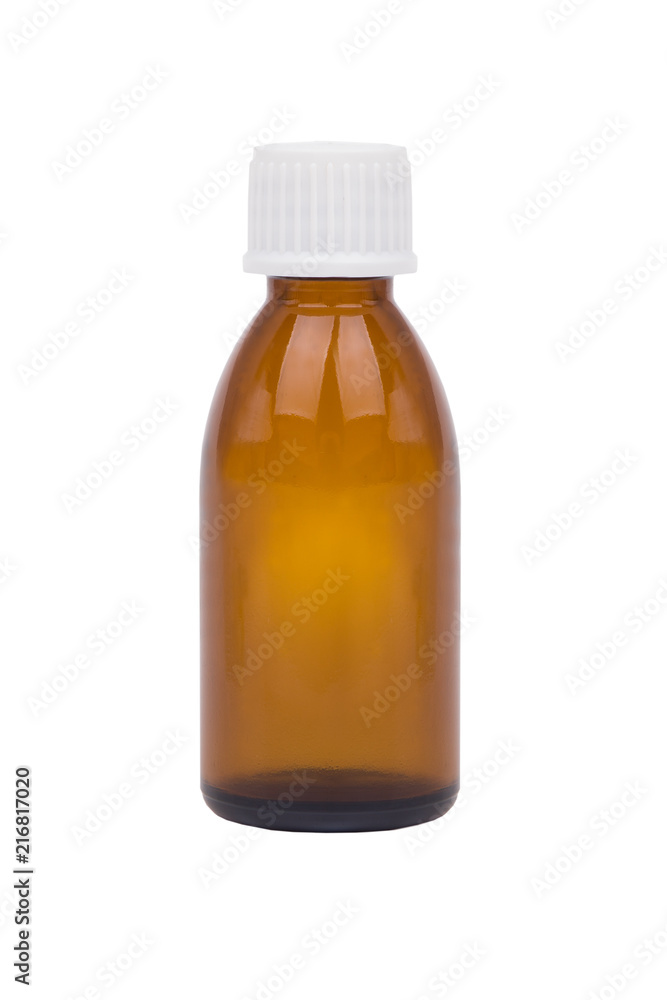 Amber Glass Bottle with Ribbed White Cap Amber Glass Bottle with Ribbed White Cap