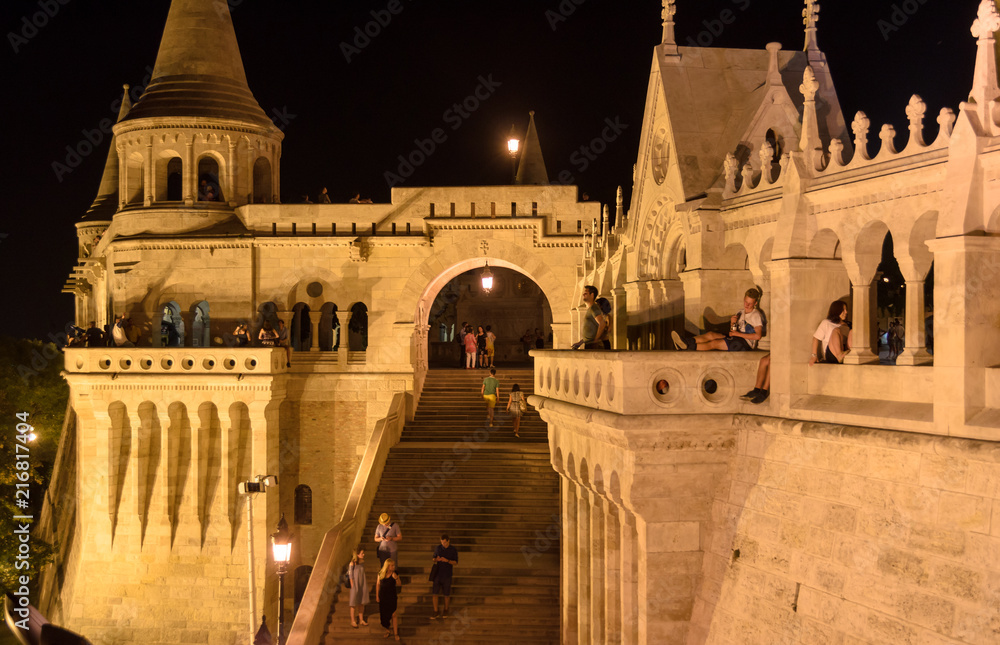 Budapest 2018: Fisherman's bastion at night in Budapest summer