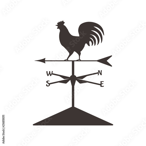 Weather cock silhouette.Isolated wether cock. Vector design symbol