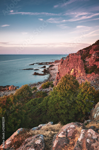 Cliff beach sunset