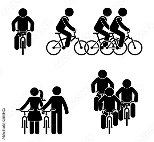 Stick figure bicycle race pictogram. Sport activity fitness icon