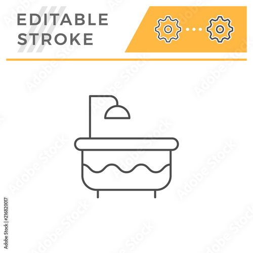 Bathtube with shower line icon