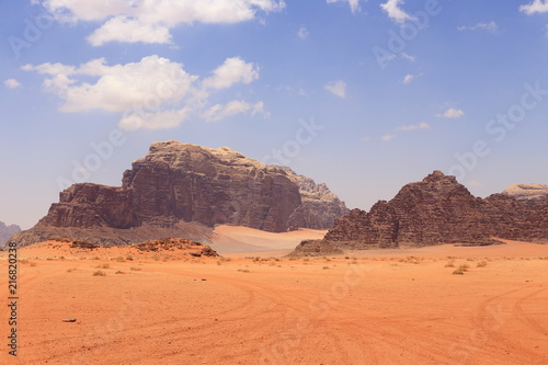 Red dunes in the Wadi Rum desert, Jordan