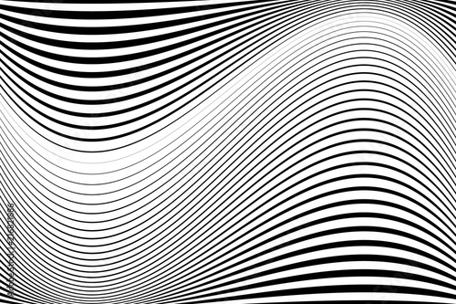 Abstract pattern.  Texture with wavy, billowy lines. Optical art background. Wave design black and white.