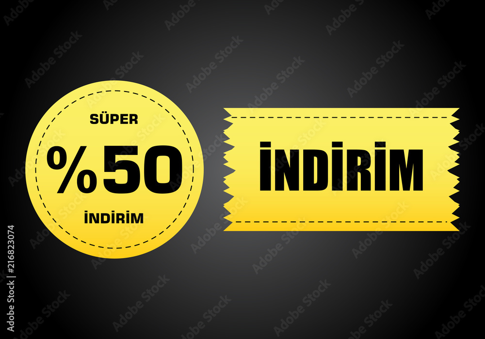 Indirim etiketleri yazilari. Translation from turkish: Sale offer