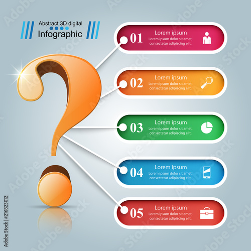 Business 3d infographics. Question mark Vector eps 10