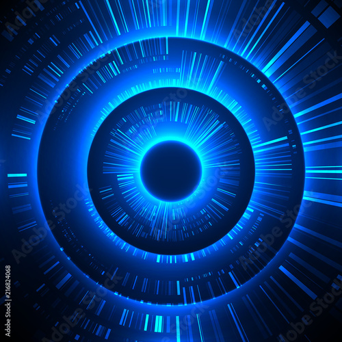 Futuristic vector hud interface screen design. Abstract template on blue backdrop.