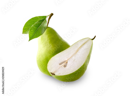 Pear with leaves isolated