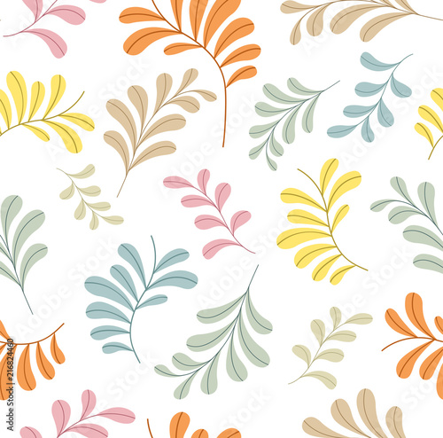 Floral Stylish Seamless Pattern. Vector Leaf background. Fabric Ornament texture.
