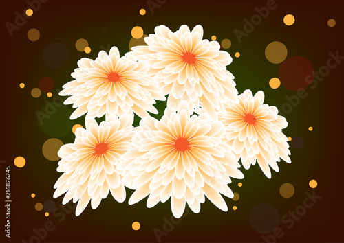 Floral design, white flowers, vector illustration. Bright colorful background flowers chrysanthemum bouquet. Perspective composition Eps10. photo