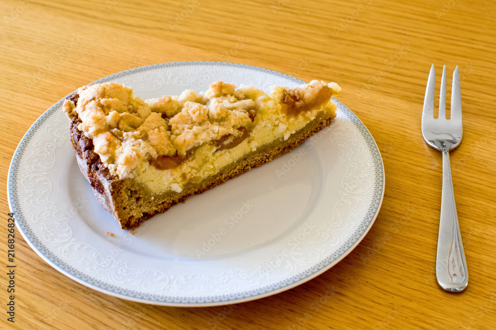 Sweet dessert on the plate with a fork