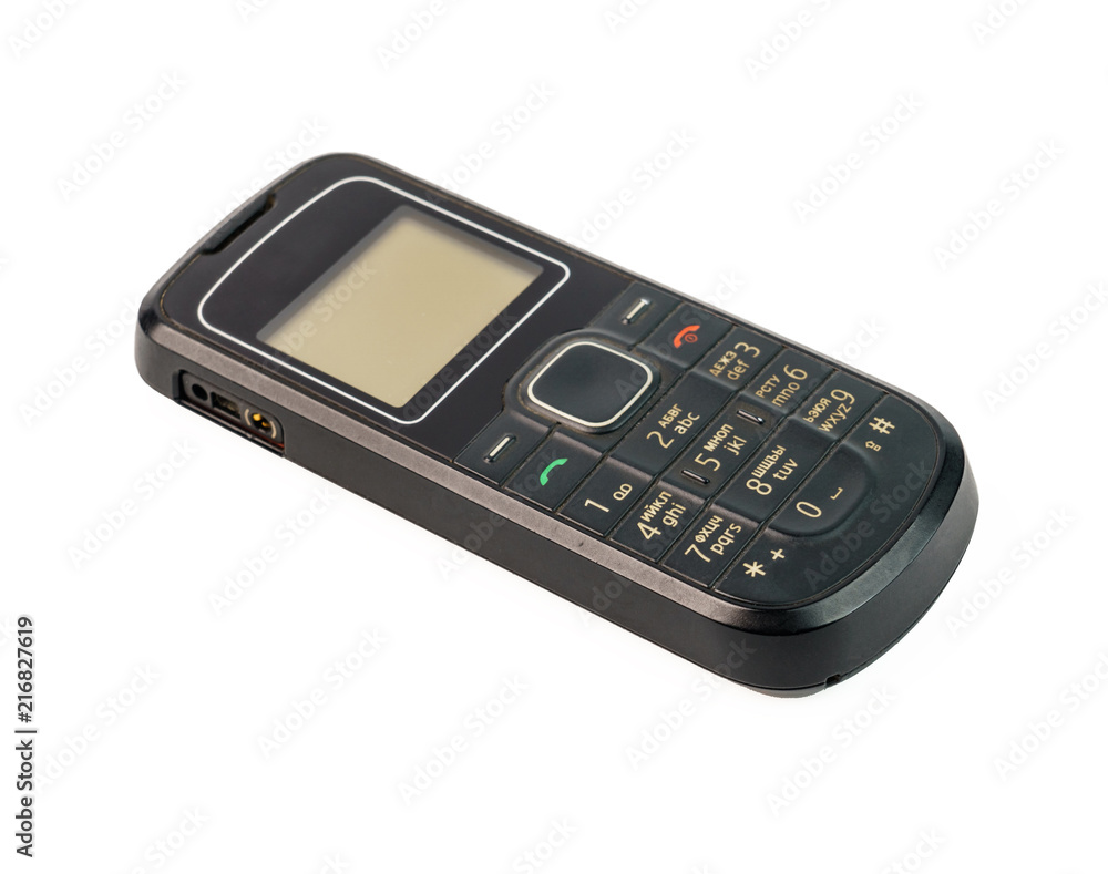 Old fashioned black mobile phone isolated on white background Old fashioned black mobile phone isolated on white background