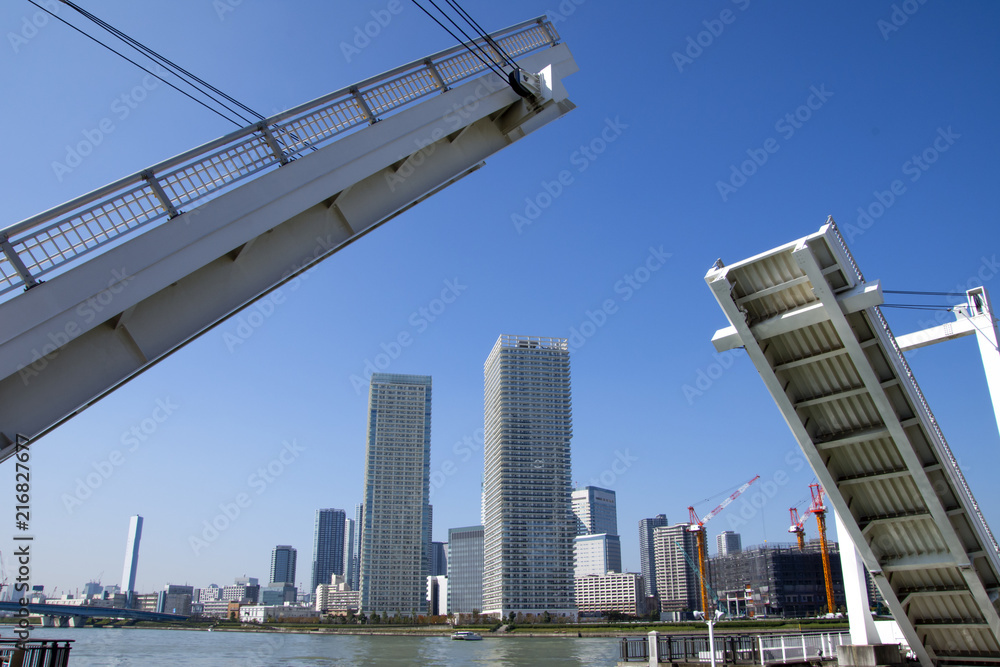 Obraz premium 東京湾豊洲から見たベイエリア