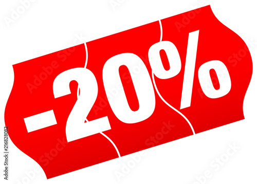 Price Tag Sale 20% Minus Red Divided