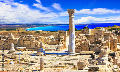 Antique Cyprus - Kourion temple over sea photo