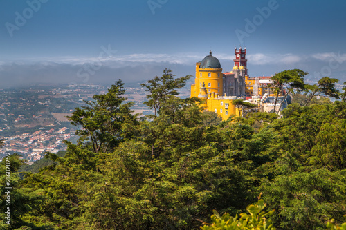 Panoramic view of famous Pena National Palace in Sintra, Portugal