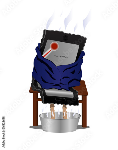 The phone got sick, the phone soars its legs in the pelvis, wrapped itself in a blanket, the phone has a high temperature
