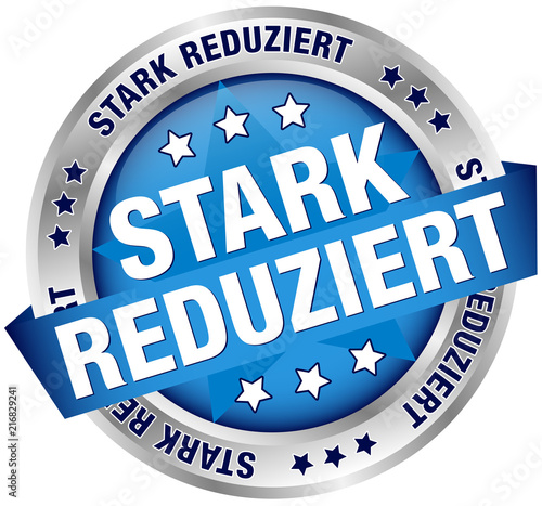 Button Banner "Stark reduziert" blau/silber
