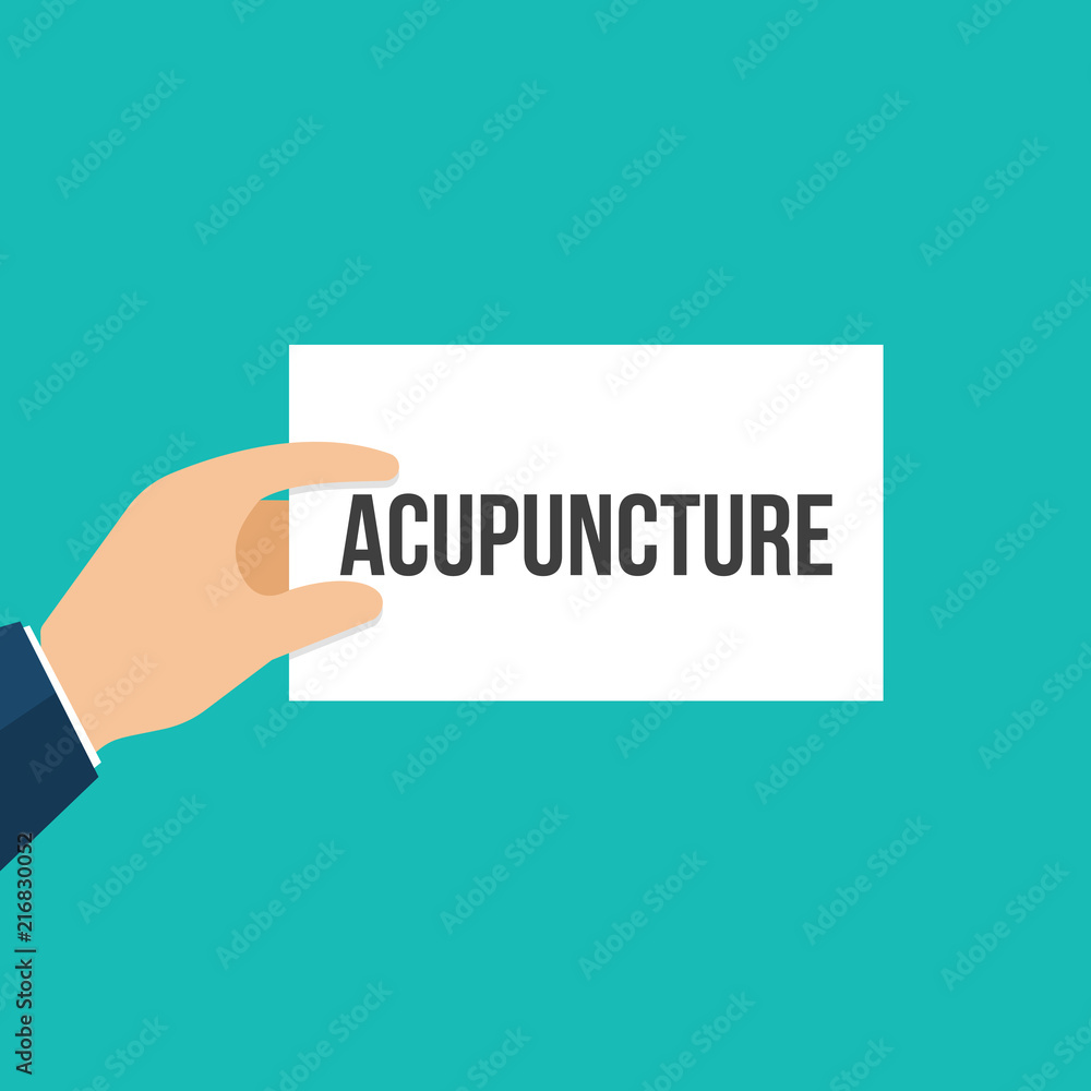 Man showing paper ACUPUNCTURE text Man showing paper ACUPUNCTURE text