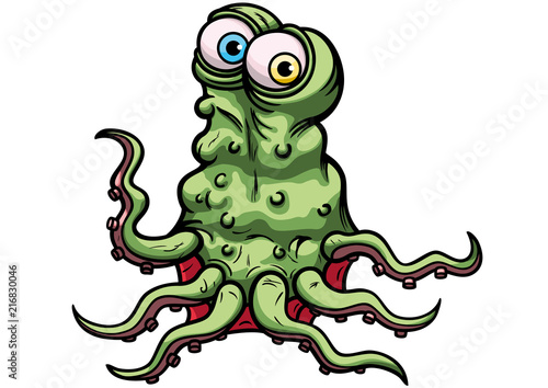 Funny slime monster/ Illustration amorphous cartoon creature with tentacles