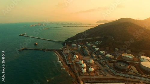 aerial view of oil storage in petrochemical industry estate