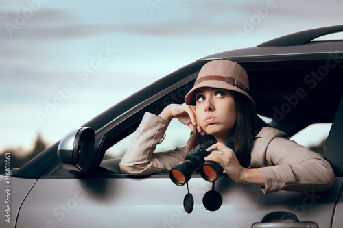 Female Detective Spending Boring Long Hours on the Job  photo