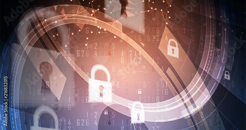 Cybersecurity and information or network protection. Future technology web services for business and internet project