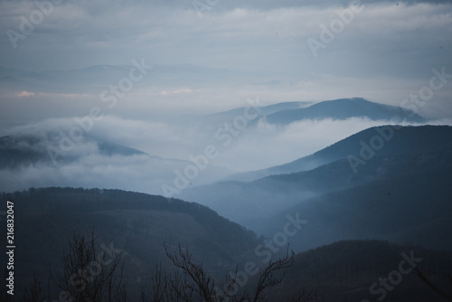 Foggy panorama over the hills