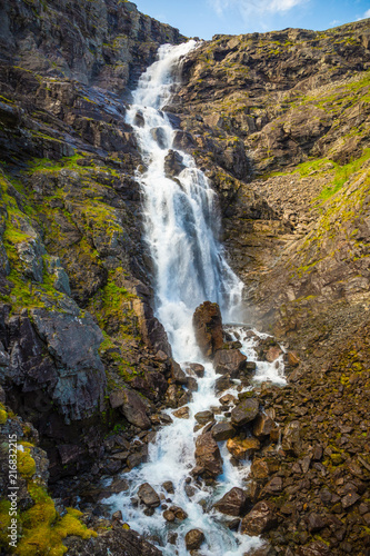 Stigfossen waterfall on Trollstigen road in Norway