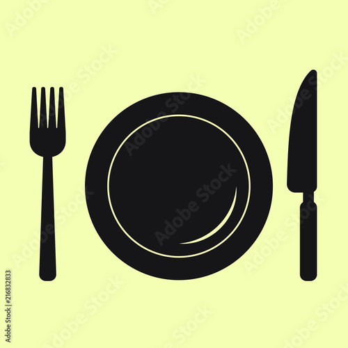 Food icon, fork plate and knife icon