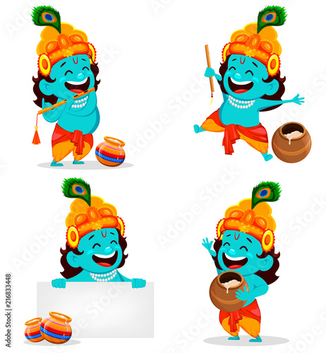 Funny cartoon character Lord Krishna