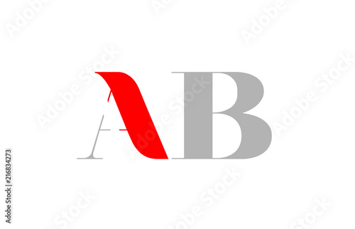 grey red number ab a b logo company icon design