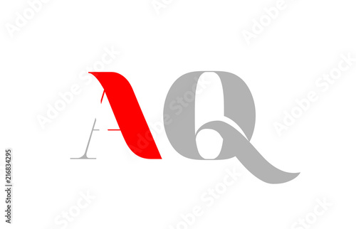 grey red number aq a q logo company icon design