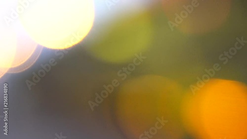 Defocused yellow circles light effects, abstract blurred motion boche background