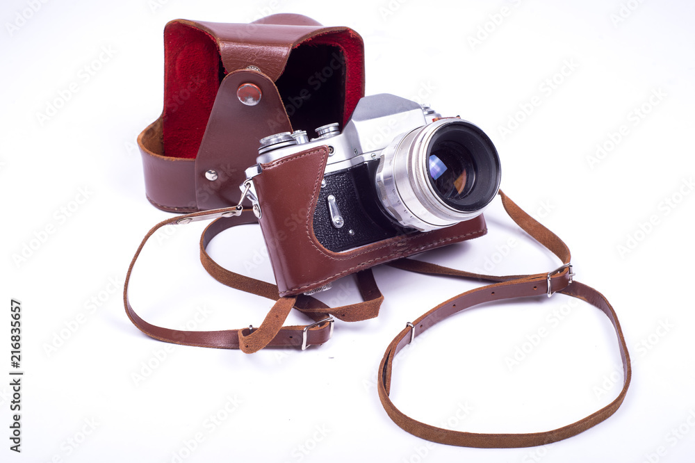 old camera on white background old camera on white background