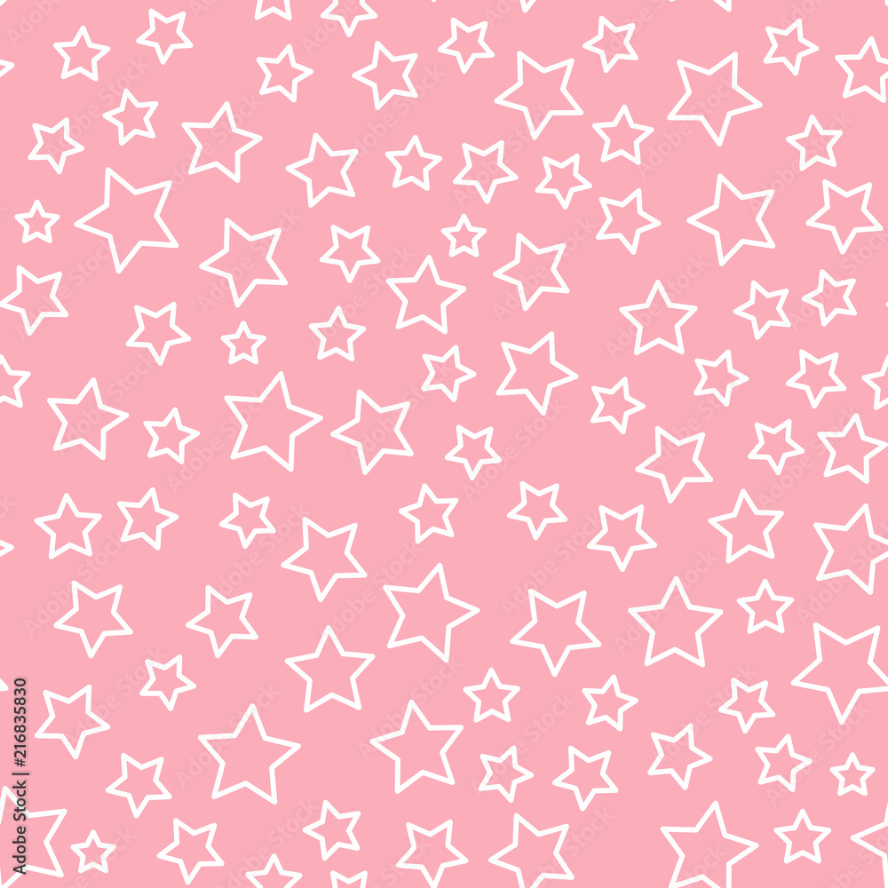 Vector line star seamless pattern Isolated on pink background. Vector line star seamless pattern Isolated on pink background.