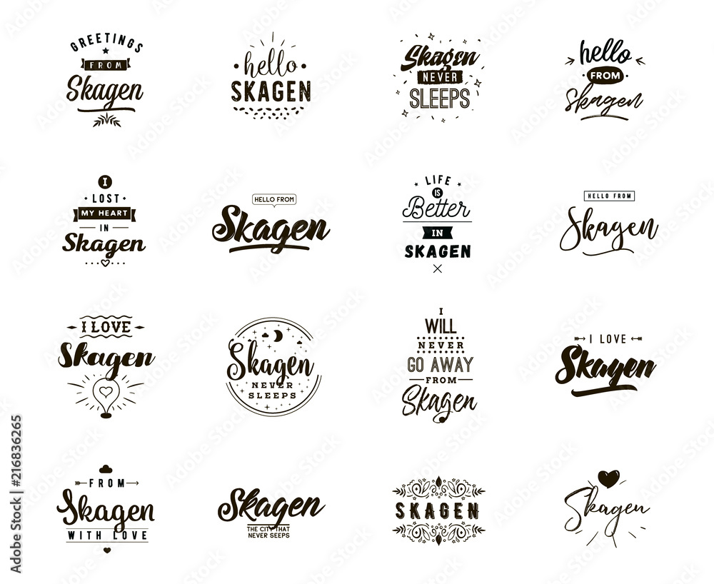 Fototapeta Greeting cards, vector design. Isolated logos. Typography set.
