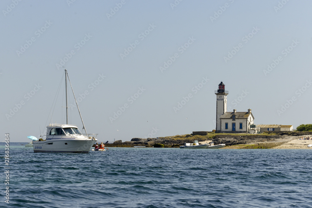 Phare, île aux Moutons, Archipel des Glénan, Réserve ornithologique, Finistère, 29, Bretagne, Phare, île aux Moutons, Archipel des Glénan, Réserve ornithologique, Finistère, 29, Bretagne,