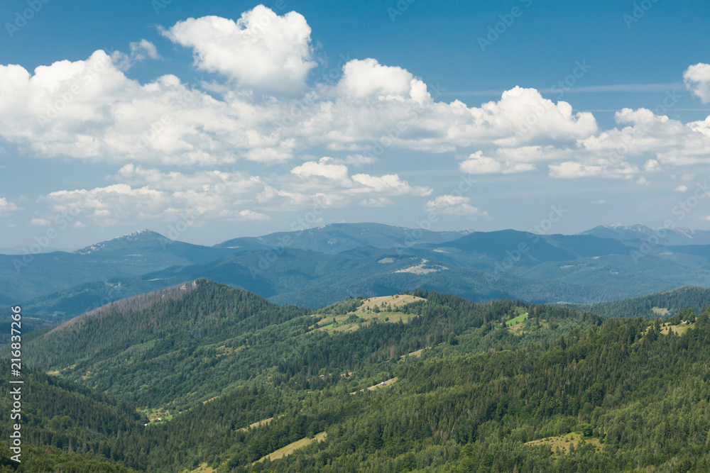 Beautiful mountain landscape, green hills. Carpathian, Ukraine, Europe.