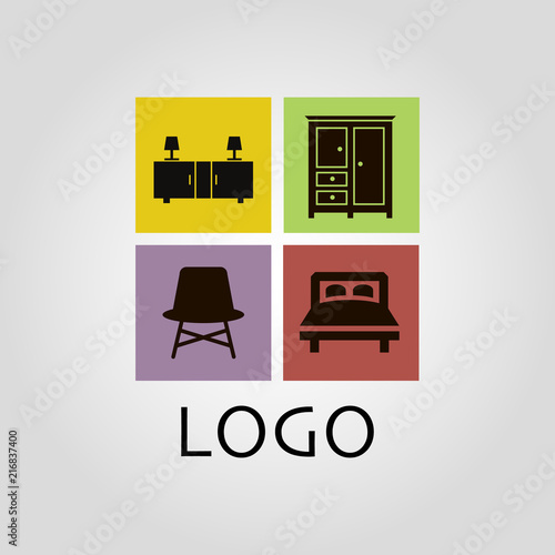 Furniture and home appliance logo template isolated flat vector icon 