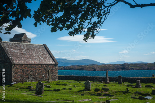 Fotografie, Tablou St Oran's Chapel and Gaveyard at Iona Abbey, Isle of Iona, Scotland, UK