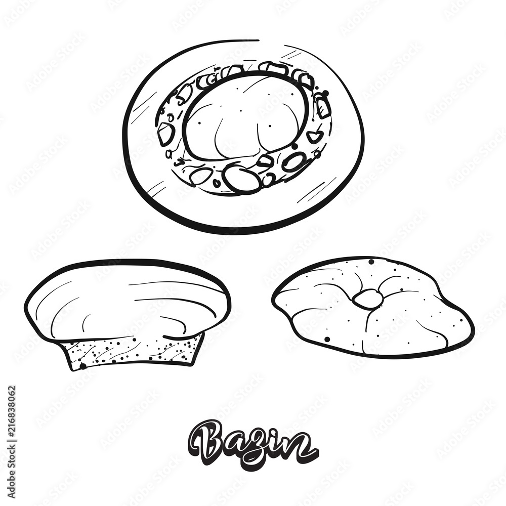 Hand drawn sketch of Bazin bread Hand drawn sketch of Bazin bread