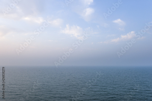 Seascape of sea and sky with clouds. The horizon