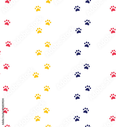 cat or dog paw seamless patterns. backgrounds for pet shop websites and prints. Animal footprint © Kyrylenko