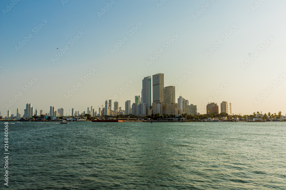 A typical view in the old town in Cartagena colombia