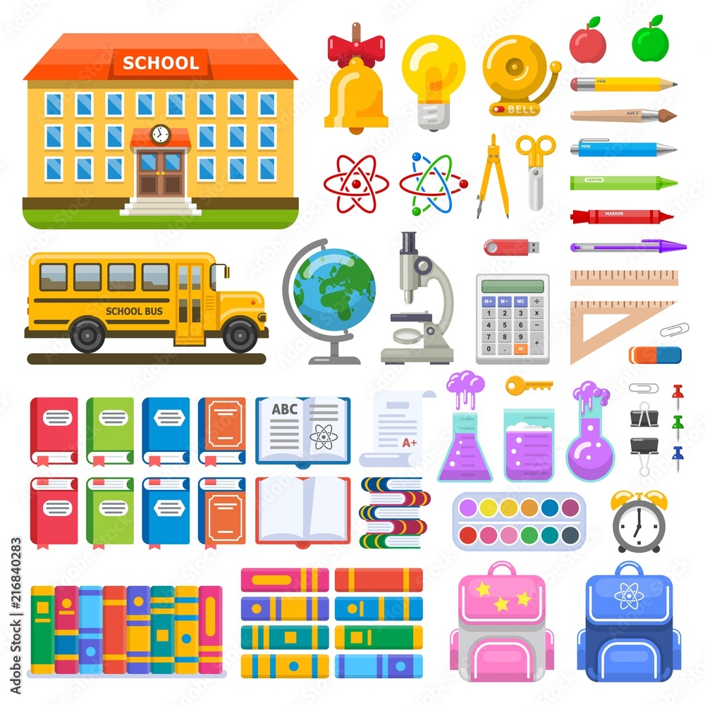 Awesome set of school objects and elements Awesome set of school objects and elements